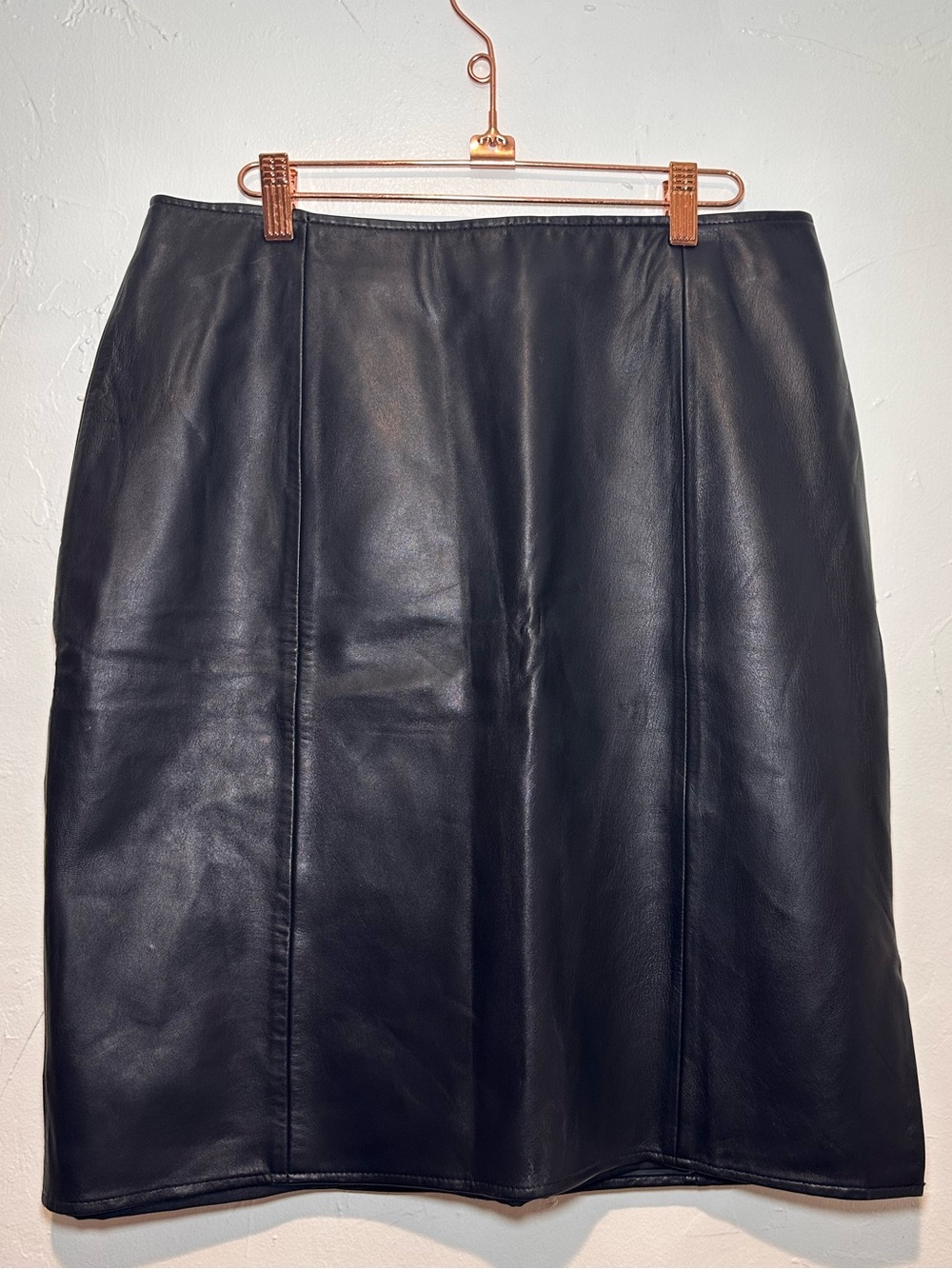100% Leather Black Pencil Skirt Vintage